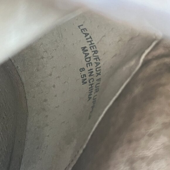 J/Slides NYC Whitney Taupe and Faux Fur Wedge Bootie Womens Sz 8.5 - Picture 7 of 8